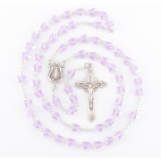 6mm Finest Violet Crystal All Sterling Silver Butterfly Rosary W/ Sterling Silver Crucfix & Ctr - Boxed