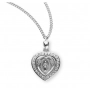Sterling Silver Heart Miraculous Crystal Cubic Zirconia CZ Pendant w/18" Chain - Boxed - Necklace