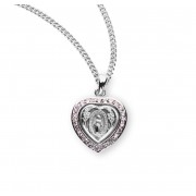 Sterling Silver Pink Cubic Zirconia Miraculous Medal