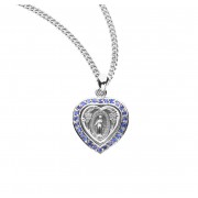 Sterling Silver Heart Shaped Miraculous Sapphire Cubic Zirconia CZ Pendant 18" Chain - Boxed - Necklace