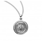 Sterling Silver Round Miraculous Medal - Necklace