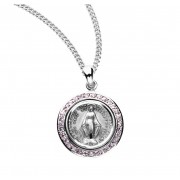 Sterling Silver Round Miraculous Medal - Necklace
