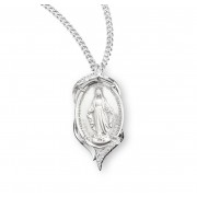Sterling Silver Oval Miraculous Medal - Necklace