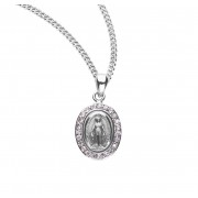 Sterling Silver Pink Cubic Zirconia Miraculous Medal