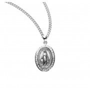 Sterling Silver Oval Miraculous Crystal Cubic Zirconia CZ Pendant w/18" Chain - Boxed - Necklace