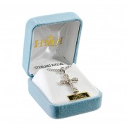 Sterling White Enamel Cross w/Cubic Zirconia CZ-18" Chain - Boxed - Necklace Sterling White Enamel Cross w/Cubic Zirconia CZ-18" Chain - Boxed - Necklace