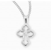 Sterling Silver Single Set Crystal Zircon Cross - Necklace Sterling Silver Single Set Crystal Zircon Cross - Necklace