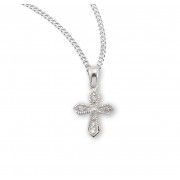 Sterling Silver Cross with Crystal Zircons - Necklace