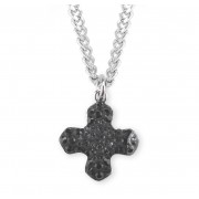 Crystal Silver Night and Jet Finest Austrian Crystal Pave Greek Cross Pendant - Necklace