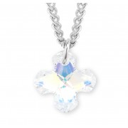 Finest Austrian Crystal Aurora Borealis Greek Cross Pendant - Necklace