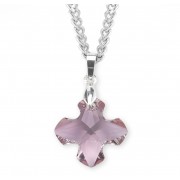 Finest Austrian Crystal Antique Pink 18mm Greek Cross Pendant