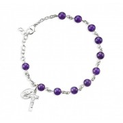 6mm Genuine Amethyst Sterling Rosary Bracelet Boxed