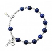 6mm Genuine Lapis All Sterling Rosary Bracelet - Boxed