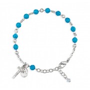 6mm Finest Blue Opal Rosary Bracelet w/Silver Oxidized Medals Boxed 6mm Finest Blue Opal Rosary Bracelet w/Silver Oxidized Medals Boxed