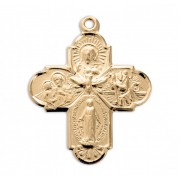 16kt Gold Over Sterling Silver 4-Way W/ Holy Spirit - 24" Chain - Boxed - Necklace 16kt Gold Over Sterling Silver 4-Way W/ Holy Spirit - 24" Chain - Boxed - Necklace
