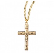 16kt Gold Over Sterling Crucfix w/Raised Design Center 20" Chain - Boxed - Necklace 16kt Gold Over Sterling Crucfix w/Raised Design Center 20" Chain - Boxed - Necklace