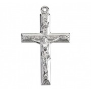 Sterling Silver Crucfix w Raised Design Center 20" Chain - Boxed - Necklace