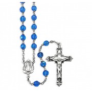 Tin Cut Czech Caribbean Blue Aurora Crystal Rosary Tin Cut Czech Caribbean Blue Aurora Crystal Rosary
