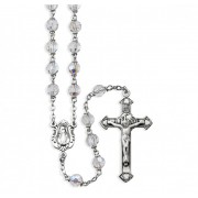 6mm Crystal Rosary w/Sterling Silver Ctr & Crucfix - Boxed 6mm Crystal Rosary w/Sterling Silver Ctr & Crucfix - Boxed