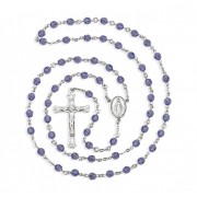 6mm Finest Tanzanite (AB) Rosary w/Sterling Silver Ctr & Crucfix - Boxed