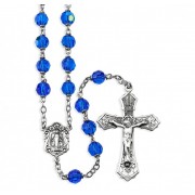 Tin Cut Czech Bermuda Blue Crystal Rosary Tin Cut Czech Bermuda Blue Crystal Rosary