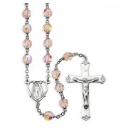 Tin Cut Czech Light Rose Crystal Rosary Tin Cut Czech Light Rose Crystal Rosary