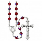 Tin Cut Czech Ruby Crystal Rosary Tin Cut Czech Ruby Crystal Rosary