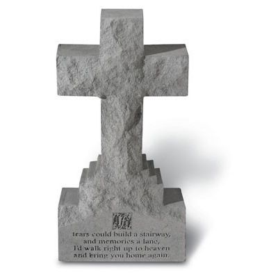 15 in. Cross On Base  w/ If Tears Could Build All Cast Stone Memorial - 707509264208 - 26420