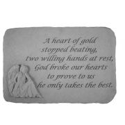 A Heart Of Gold...(With Sitting Angel) All Weatherproof Cast Stone