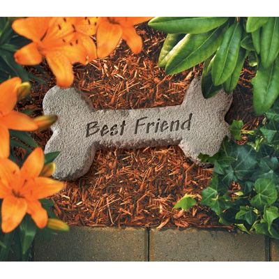 Dog Bone  w/ Best Friend All Weatherproof Garden Cast Stone - 707509928209 - 92820
