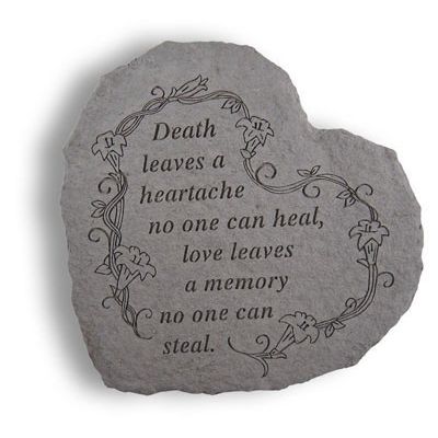 Heart-Death Leaves A Heartache... All Weatherproof Cast Stone Memorial - 707509084202 - 08420