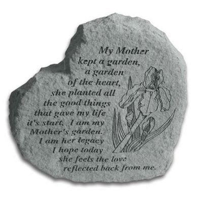 Heart-My Mother Kept A Garden... All Weatherproof Cast Stone Memorial - 707509082208 - 08220