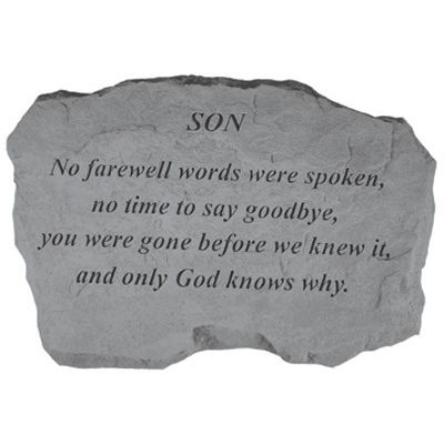 Son-No Farewell Words... All Weatherproof Cast Stone - 707509998202 - 99820