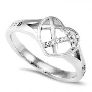 Women's CZ Patchwork Cross Christian Jewelry Ring