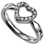 Women's CZ Open Heart Christian Jewelry Ring