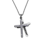 Women's CZ Twin Christian Jewelry Cross Necklace
