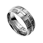 Men's Silver Square Double Cross Christian Jewelry Ring