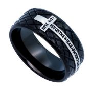 Men's Black Diamond Back Cross Christian Jewelry Ring