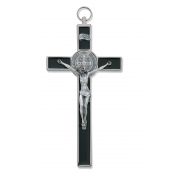 8 inch Black Epoxy Saint Benedict Wall Crucifix