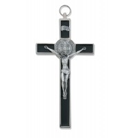 8 inch Black Epoxy Saint Benedict Wall Crucifix