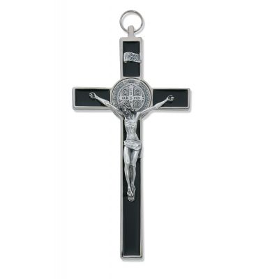 8 inch Black Epoxy Saint Benedict Wall Crucifix - 735365529186 - 119-04
