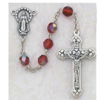 6mm Ab Ruby/july Rosary W/cntr