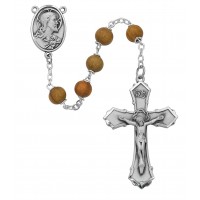 Ss 7mm Olive Wood Round Rosary