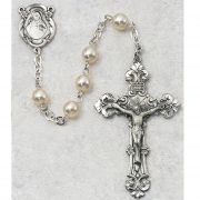Ss 6mm Pearl Glass Rosary
