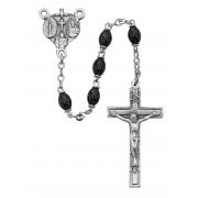 4x6mm Black Glass Oval Rosary