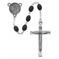 6x8mm Black Wood Oval Rosary
