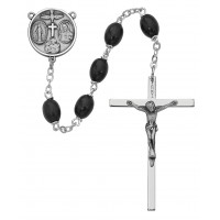 Ss 6x8mm Black Wood Rosary