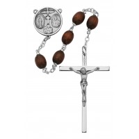 Ss 6x8mm Brown Wood Rosary
