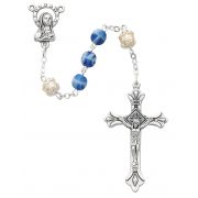 6mm Blue & Pearl Capped Rosary -
