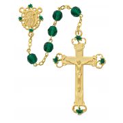 7mm Gold Green Glass Rosary